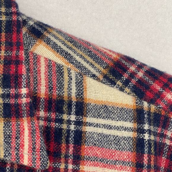 BRUCE JENNER Shirt Jacket Mens M Wool Blend Plaid Quilted Insulated Shacket Red - Picture 10 of 13